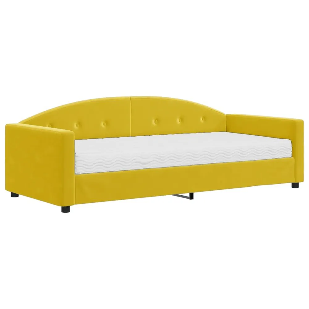 Slaapbank met matras 90x200 cm fluweel geel