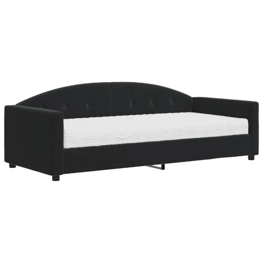 Slaapbank met matras 90x200 cm fluweel zwart