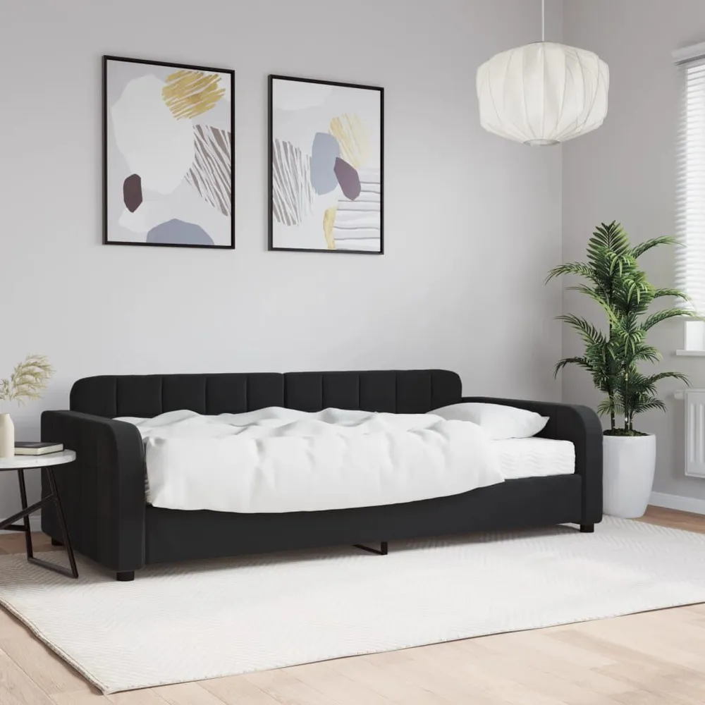 Slaapbank met matras 90x200 cm fluweel zwart