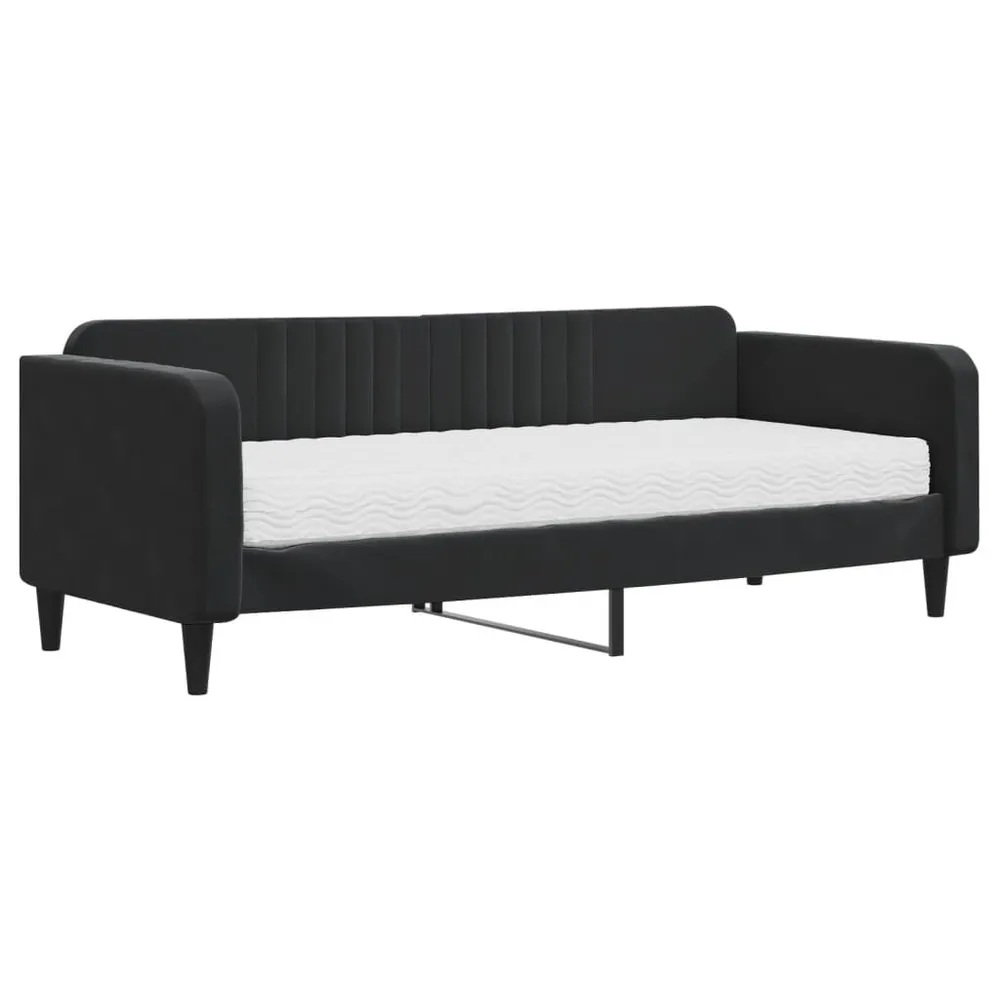 Slaapbank met matras 90x200 cm fluweel zwart