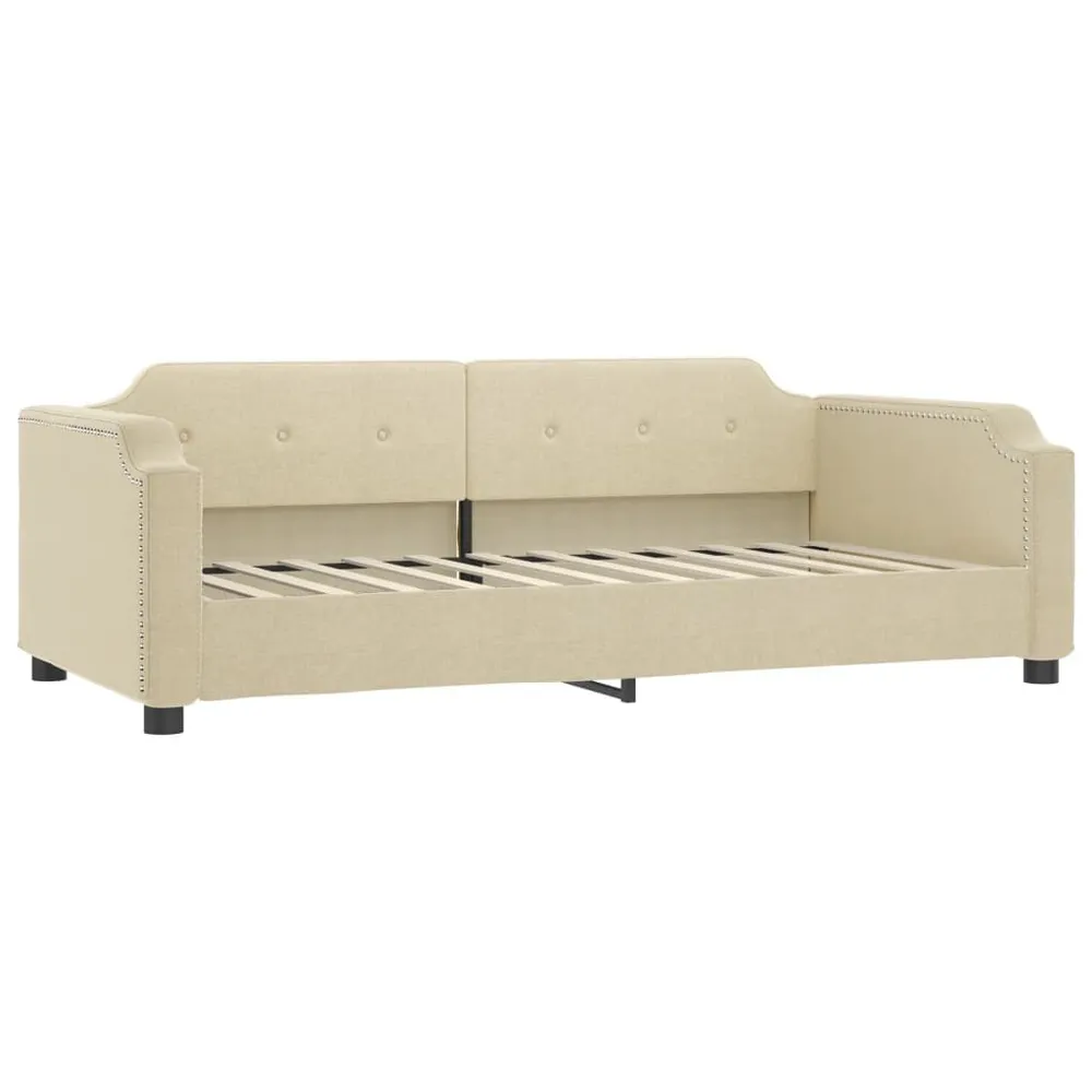 Slaapbank met matras 90x200 cm stof crèmekleurig