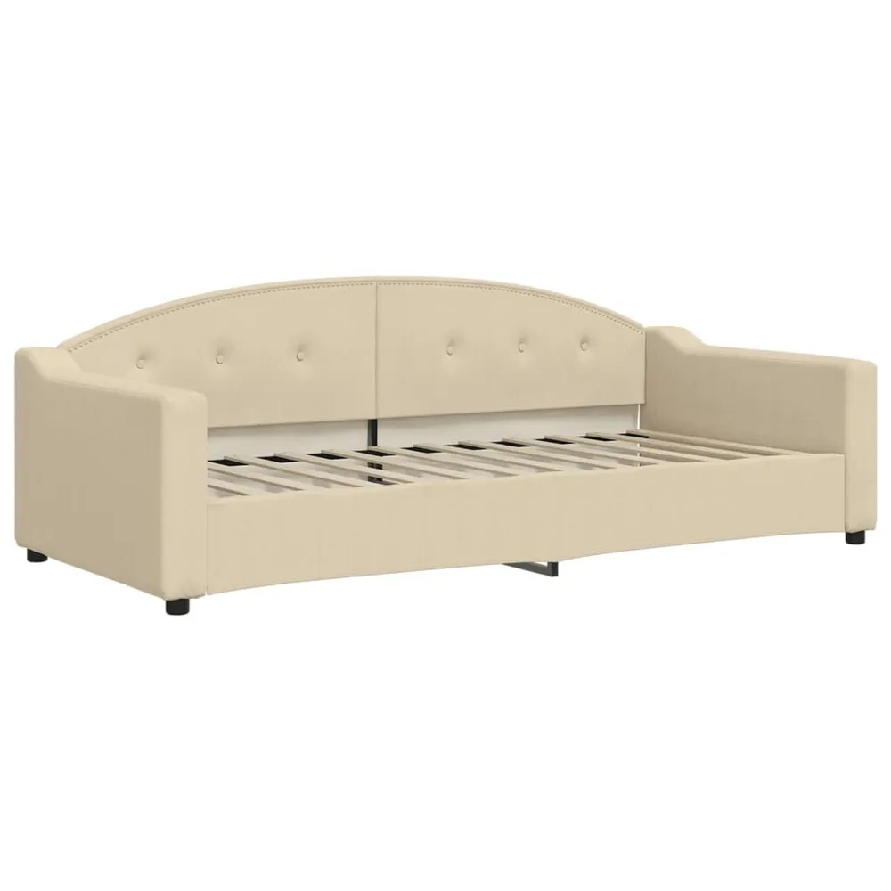 Slaapbank met matras 90x200 cm stof crèmekleurig
