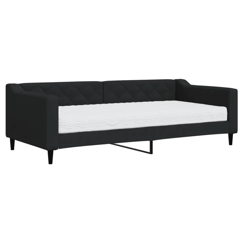 Slaapbank met matras 90x200 cm stof zwart