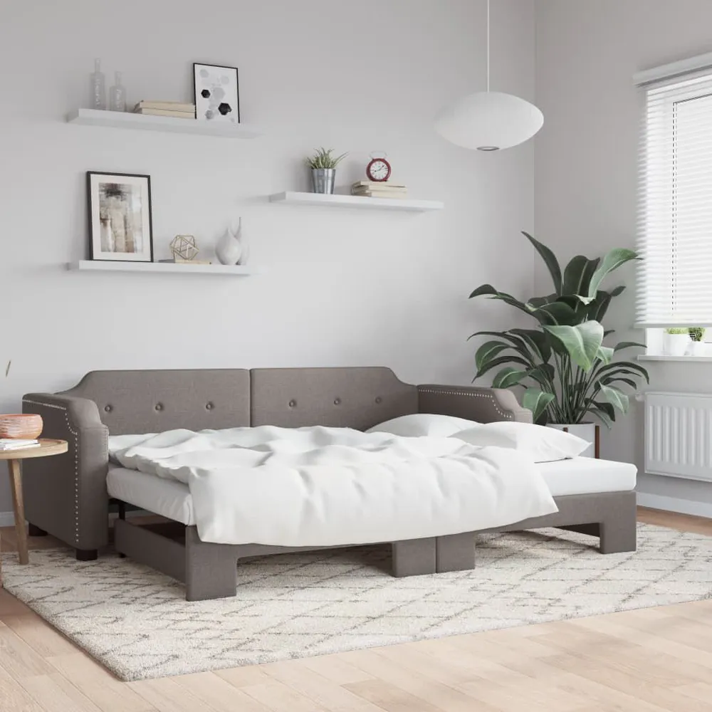 Slaapbank met onderschuifbed 100x200 cm stof taupe voor Hymer | Adria | Knaus