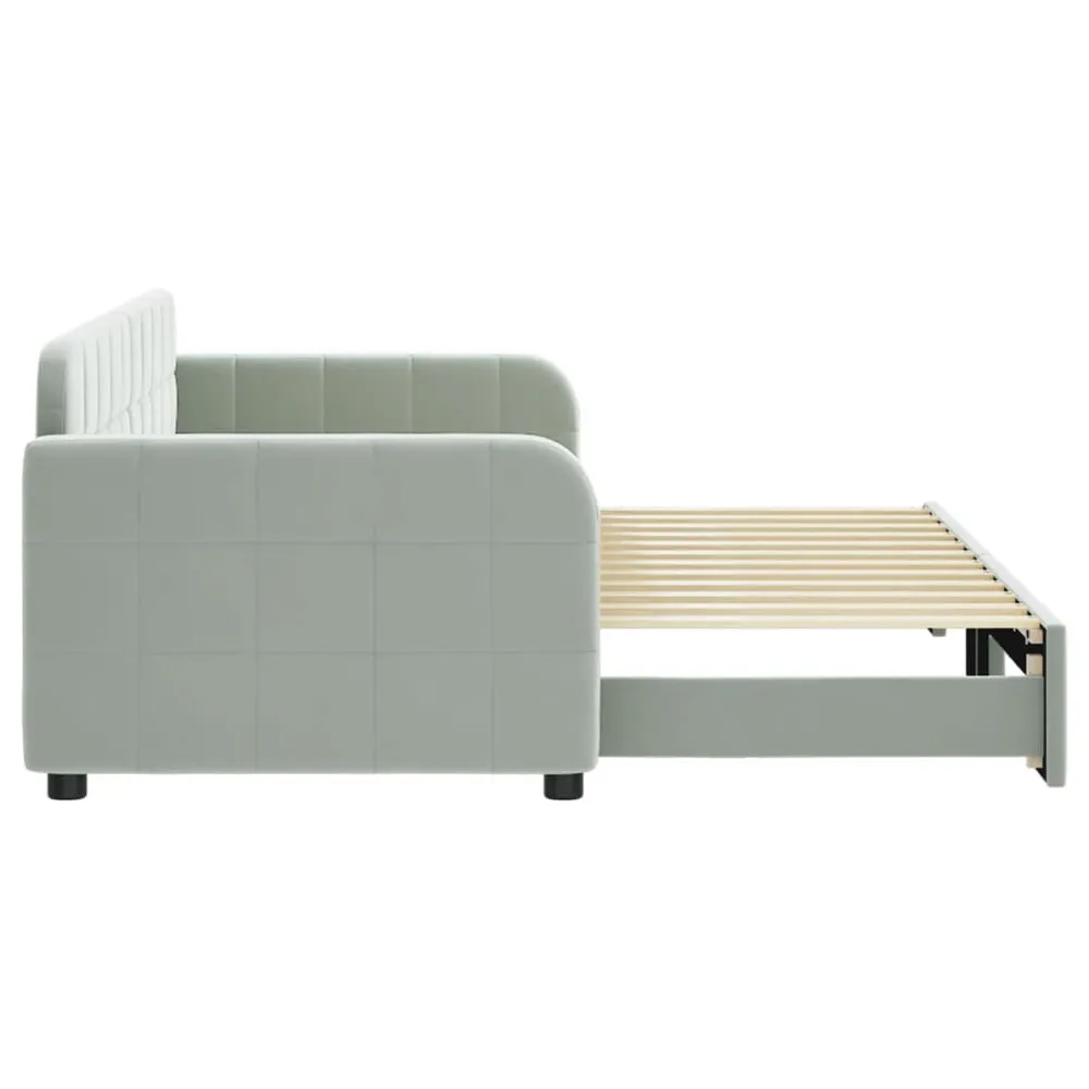 Slaapbank met onderschuifbed 80x200 cm fluweel lichtgrijs