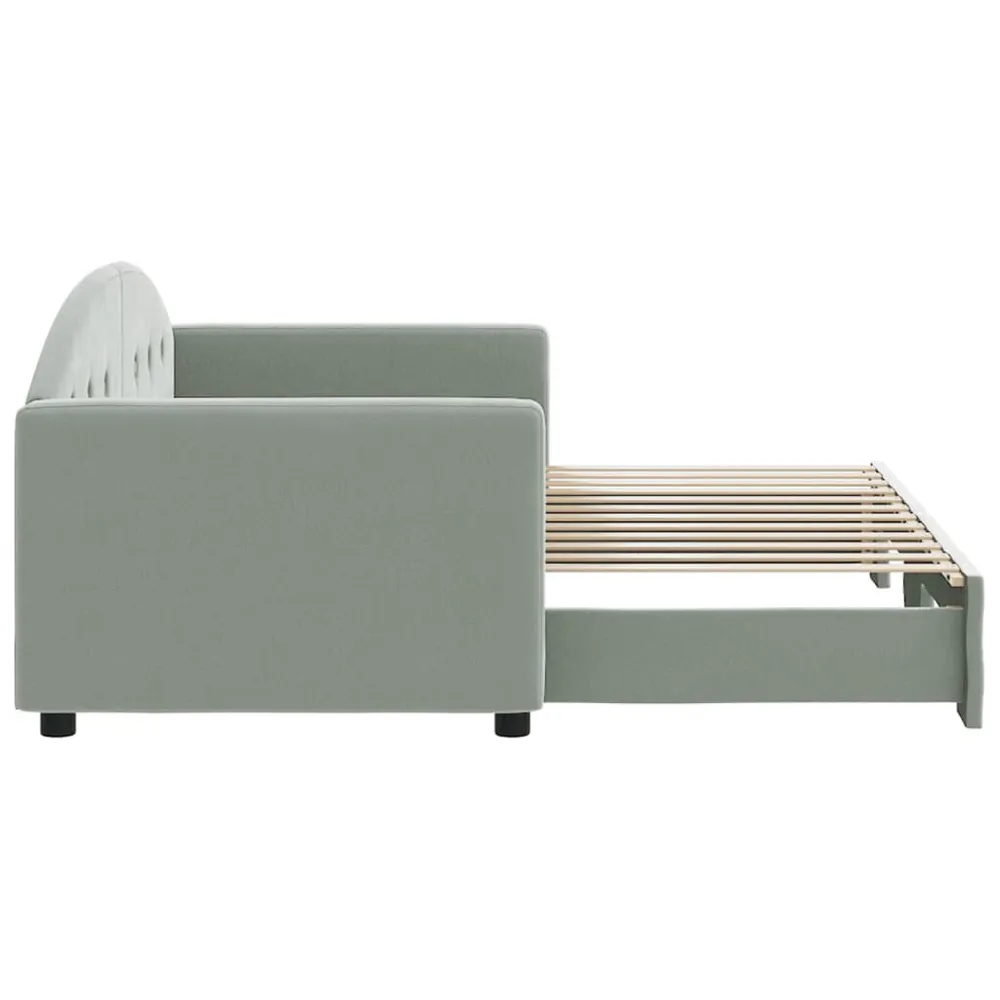 Slaapbank met onderschuifbed 80x200 cm fluweel lichtgrijs