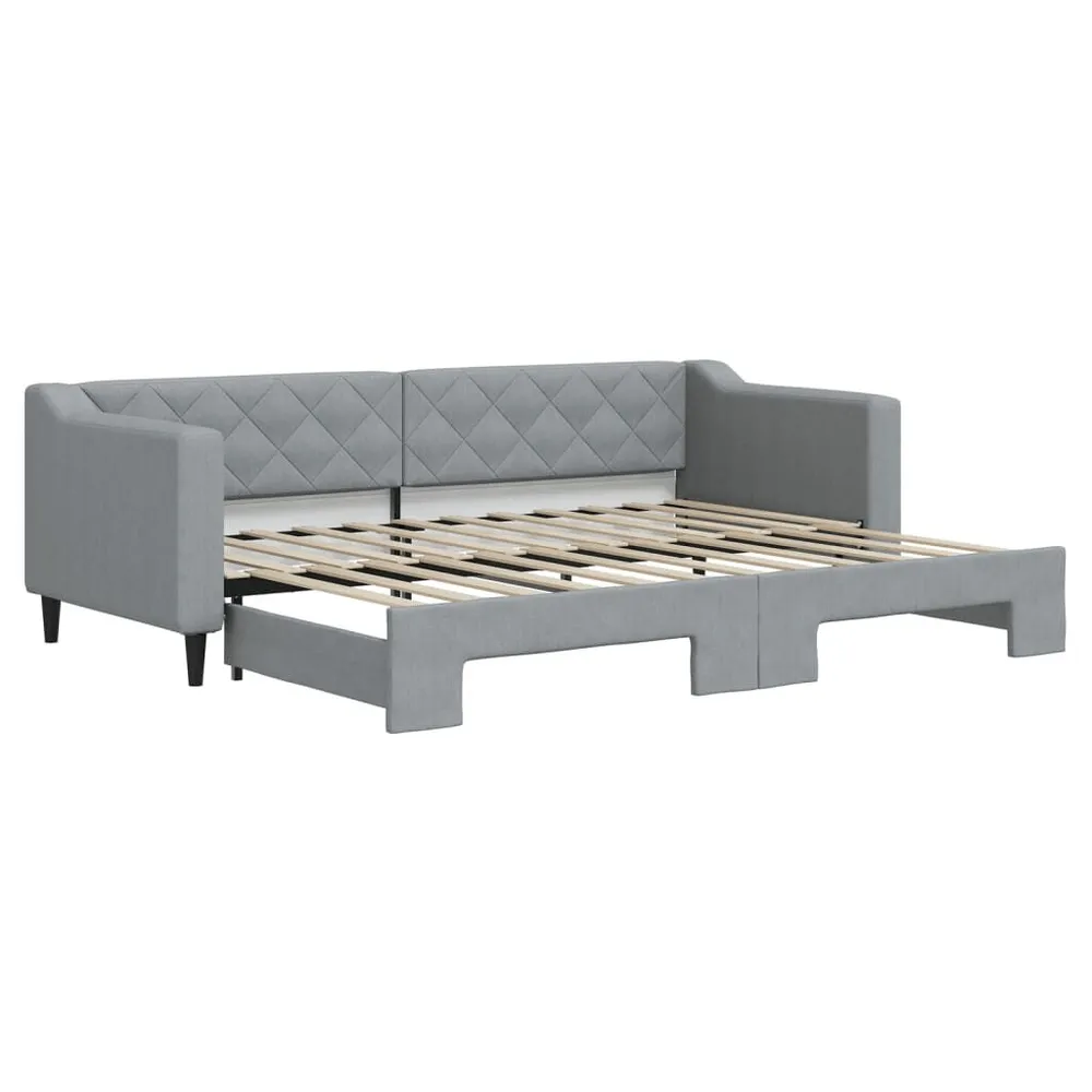 Slaapbank met onderschuifbed 80x200 cm stof lichtgrijs
