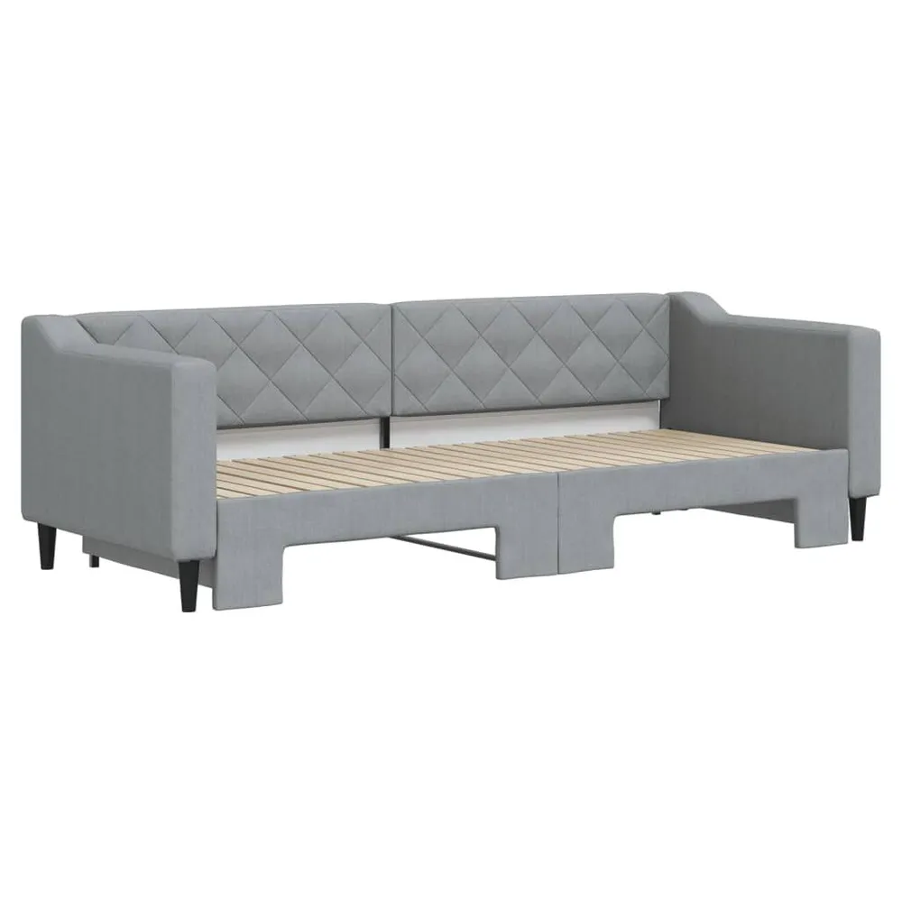 Slaapbank met onderschuifbed 80x200 cm stof lichtgrijs