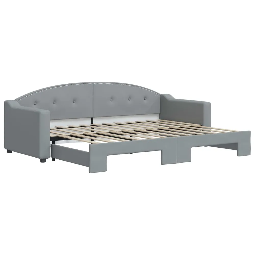 Slaapbank met onderschuifbed 80x200 cm stof lichtgrijs