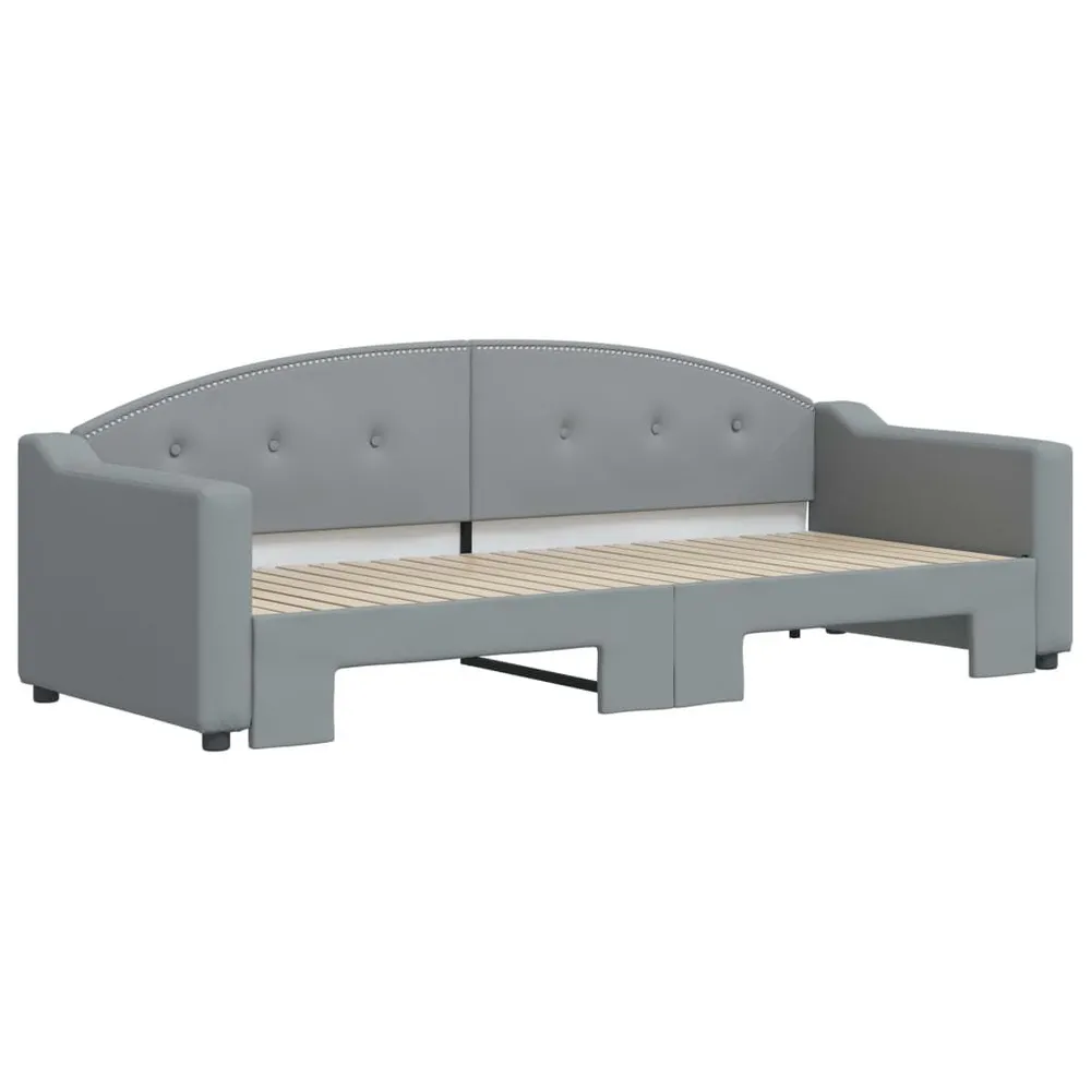 Slaapbank met onderschuifbed 80x200 cm stof lichtgrijs