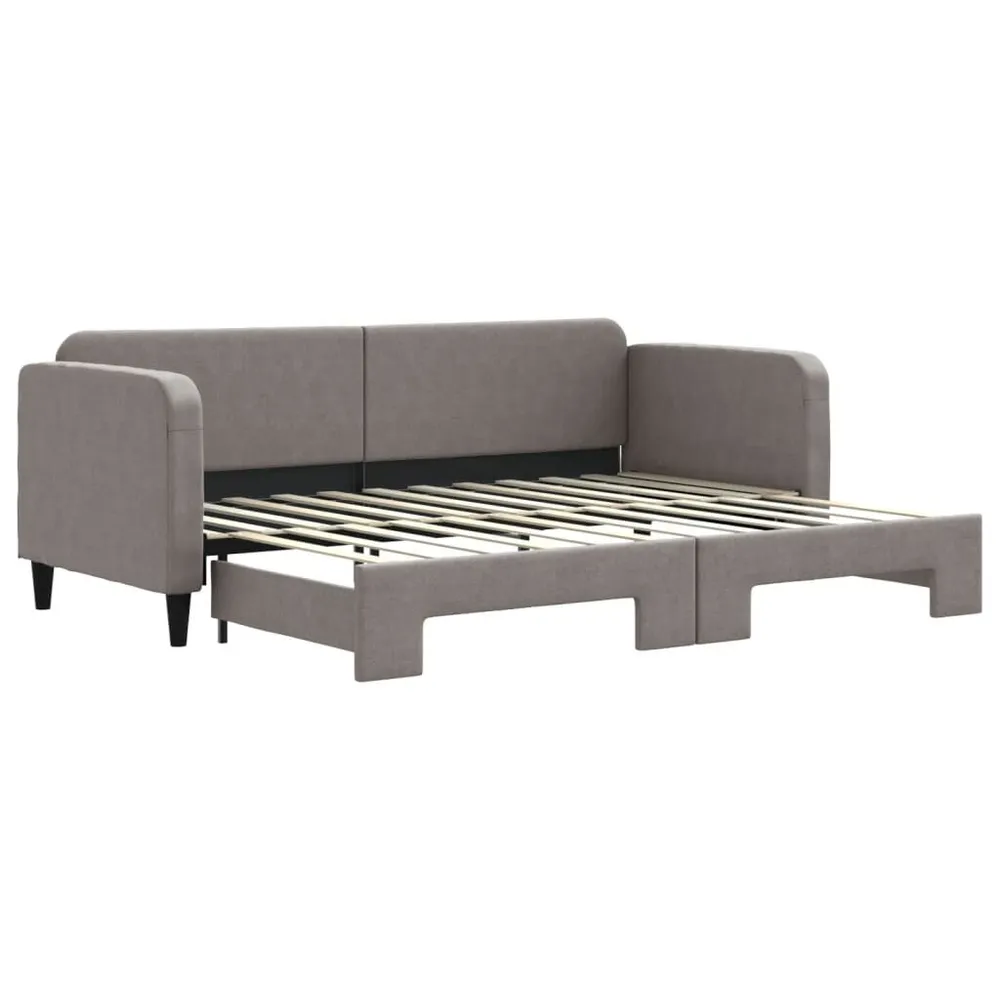 Slaapbank met onderschuifbed 80x200 cm stof taupe met CE-Keurmerk