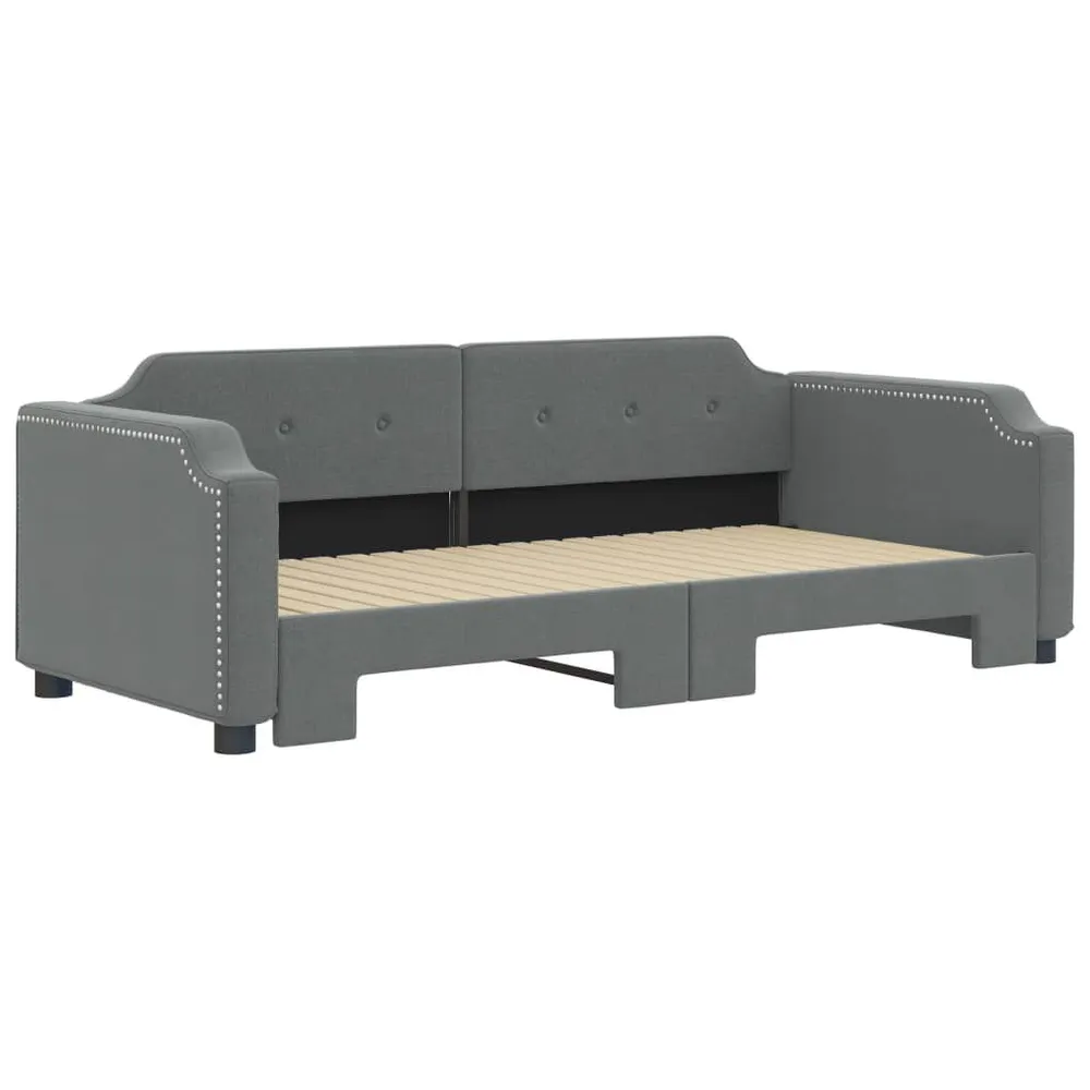 Slaapbank met onderschuifbed 90x190 cm stof donkergrijs