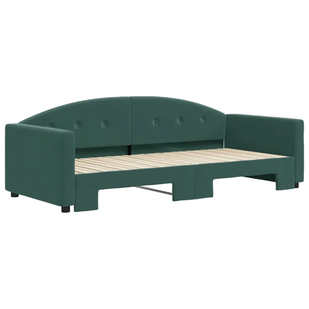 Slaapbank met onderschuifbed 90x200 cm fluweel donkergroen