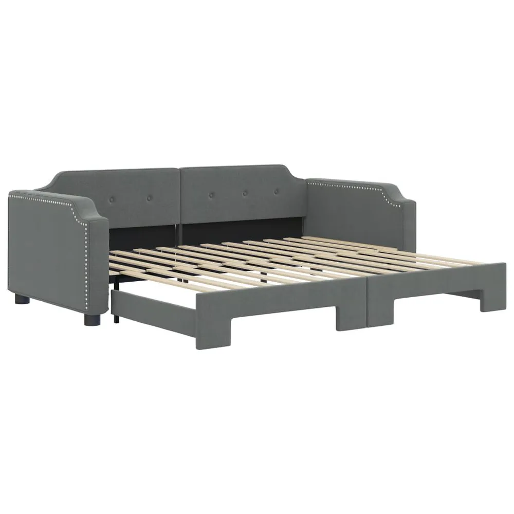 Slaapbank met onderschuifbed 90x200 cm stof donkergrijs