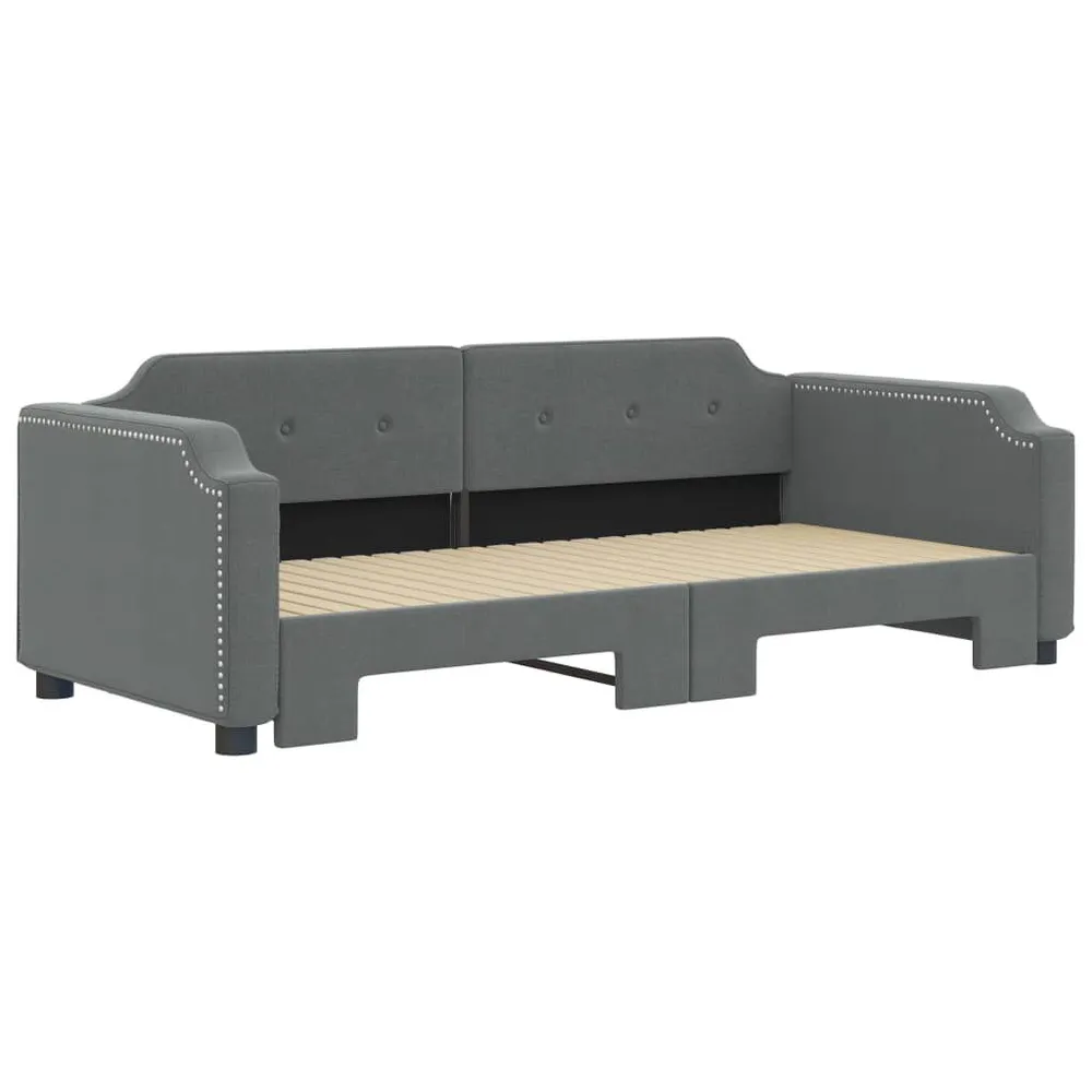 Slaapbank met onderschuifbed 90x200 cm stof donkergrijs
