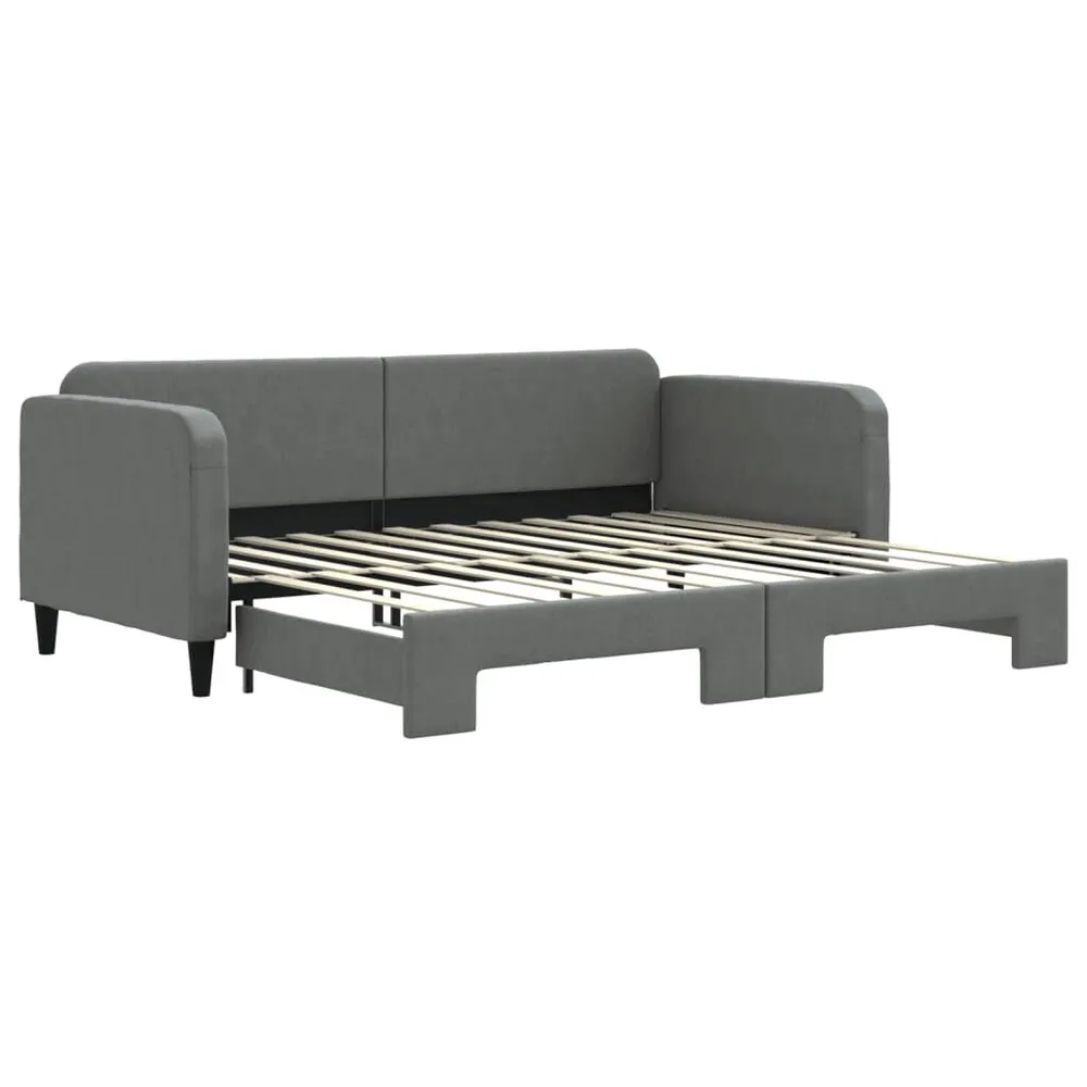 Slaapbank met onderschuifbed 90x200 cm stof donkergrijs