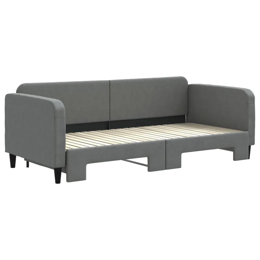 Slaapbank met onderschuifbed 90x200 cm stof donkergrijs