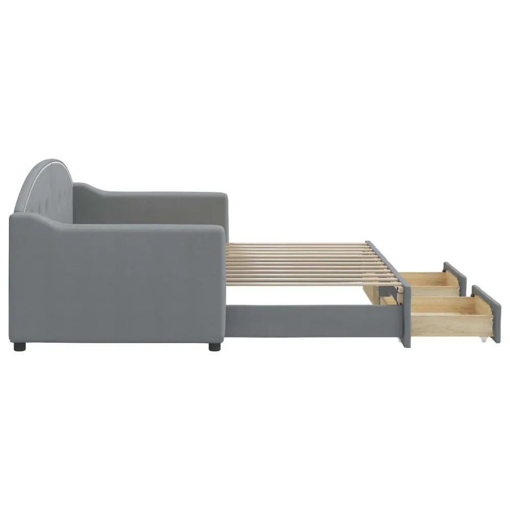 Slaapbank met onderschuifbed en lades 80x200 cm stof lichtgrijs