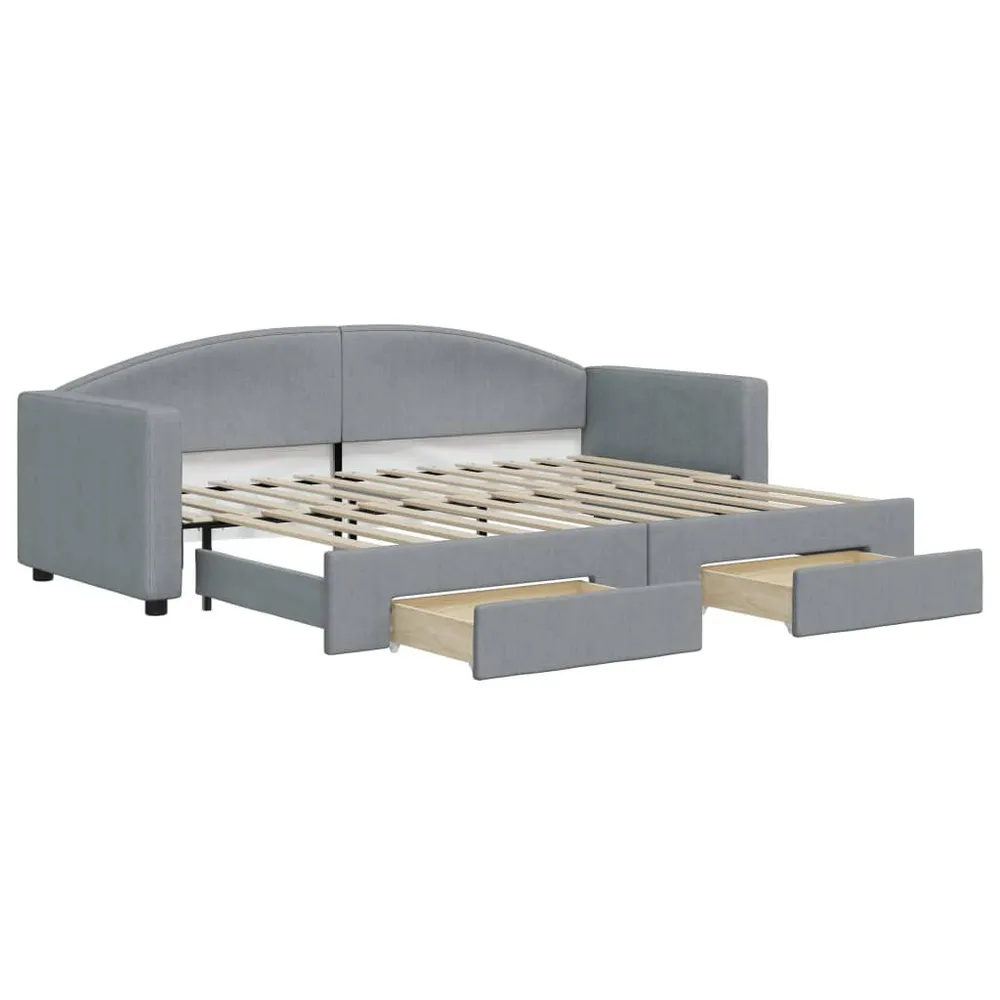 Slaapbank met onderschuifbed en lades 80x200 cm stof lichtgrijs