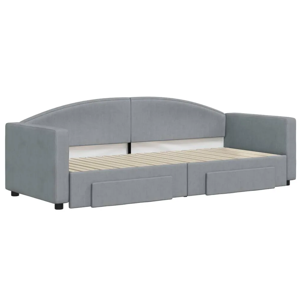 Slaapbank met onderschuifbed en lades 80x200 cm stof lichtgrijs