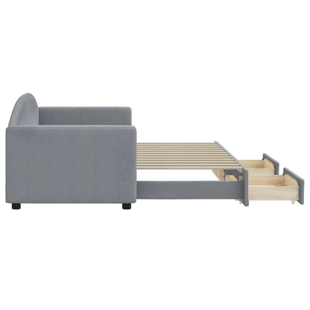 Slaapbank met onderschuifbed en lades 80x200 cm stof lichtgrijs