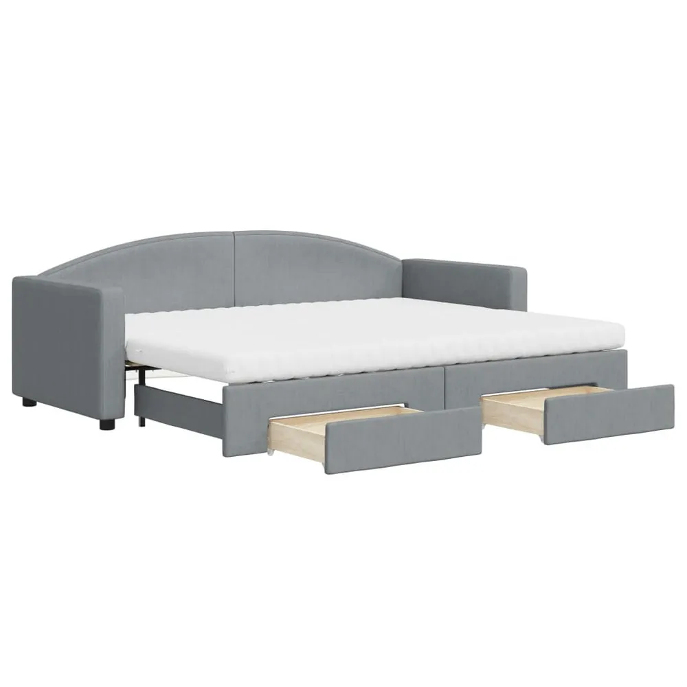 Slaapbank met onderschuifbed en lades 80x200 cm stof lichtgrijs
