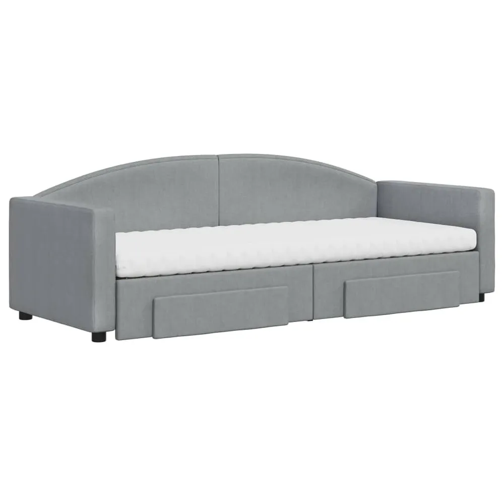 Slaapbank met onderschuifbed en lades 80x200 cm stof lichtgrijs