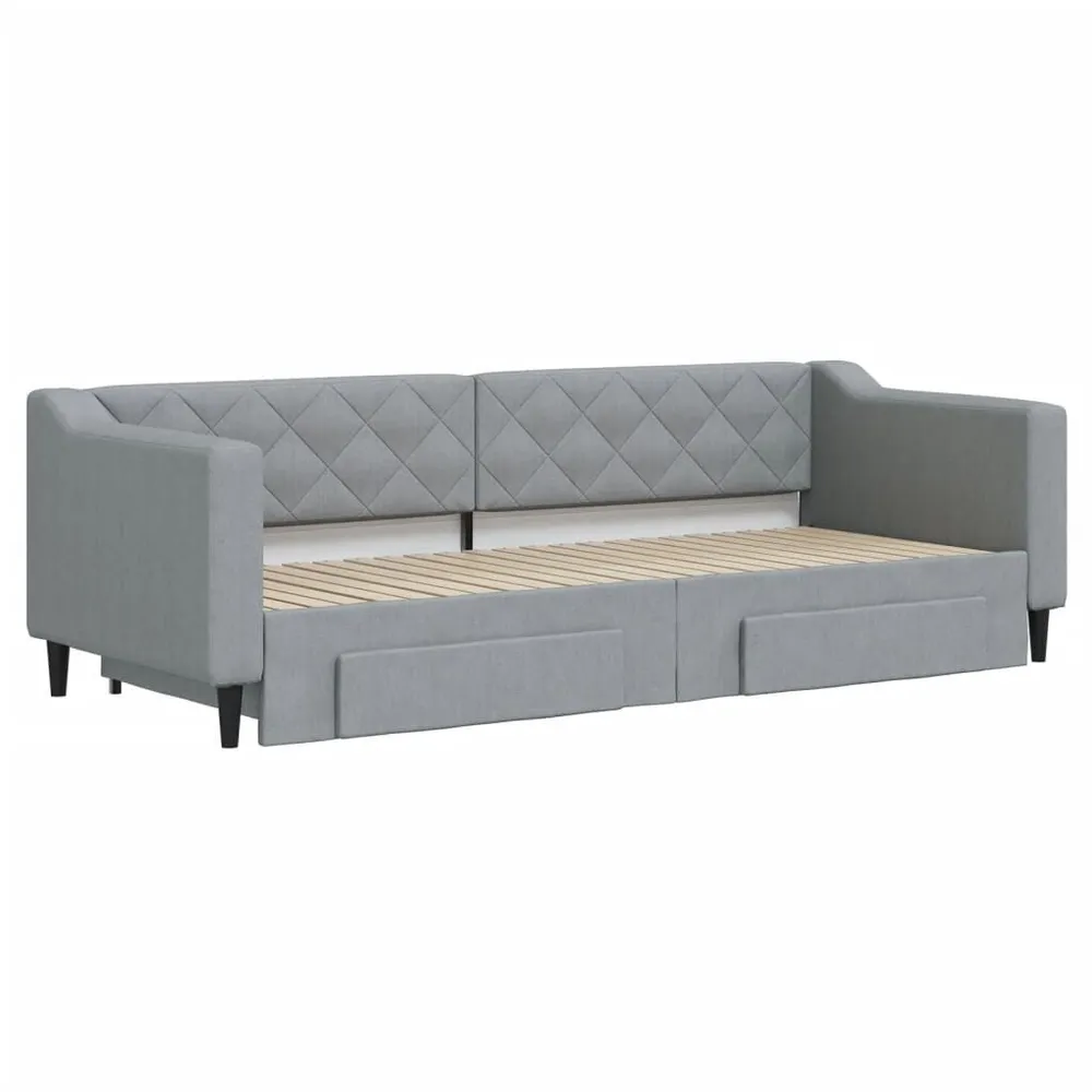 Slaapbank met onderschuifbed en lades 80x200 cm stof lichtgrijs