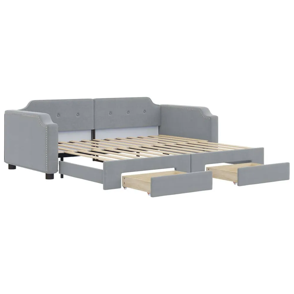 Slaapbank met onderschuifbed en lades 80x200 cm stof lichtgrijs