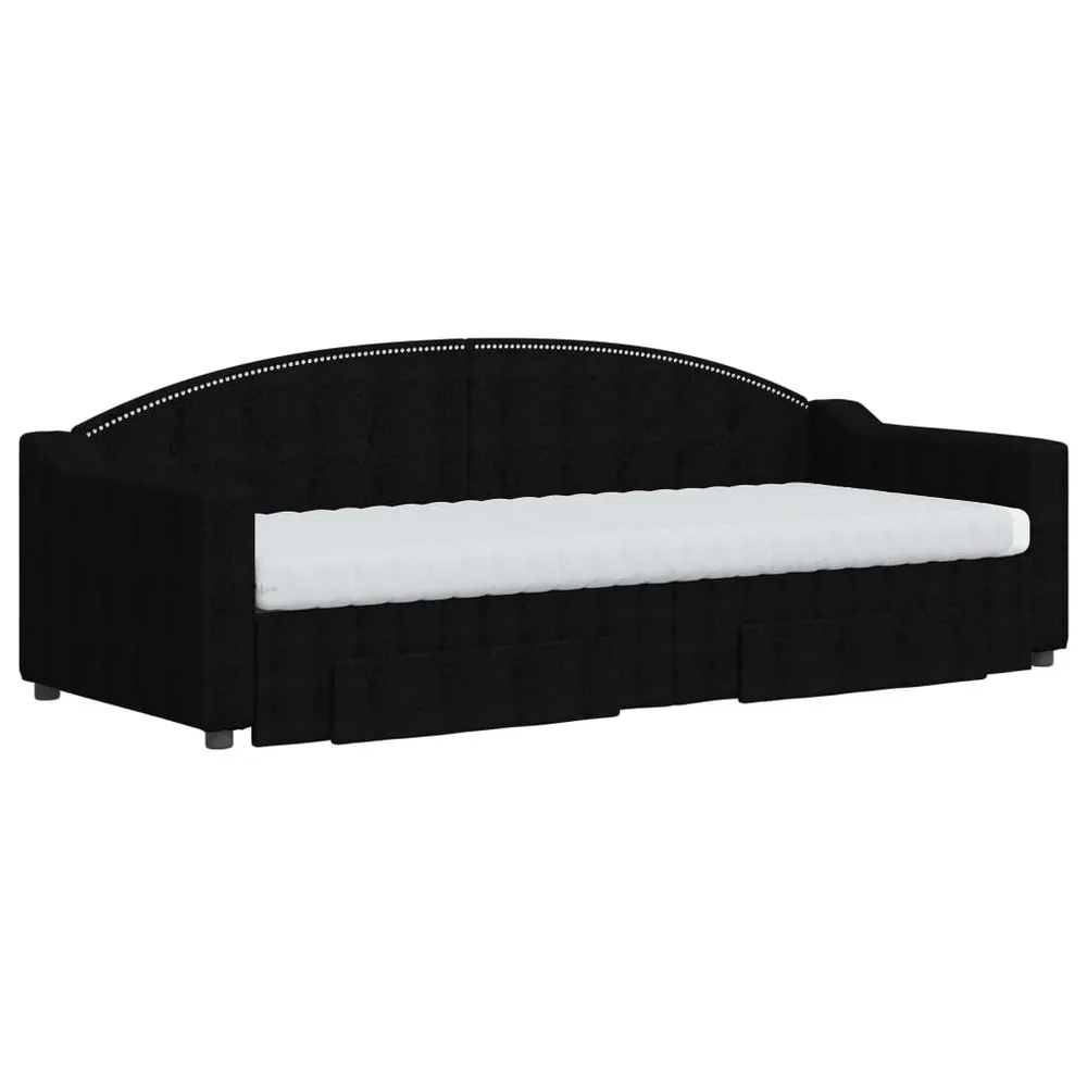 Slaapbank met onderschuifbed en lades 80x200 cm stof zwart