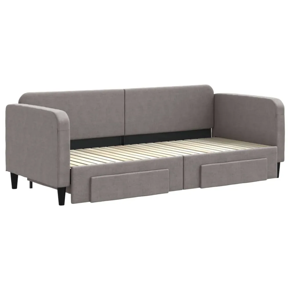 Slaapbank met onderschuifbed en lades 80x200 cm stof taupe op Maat Gemaakt