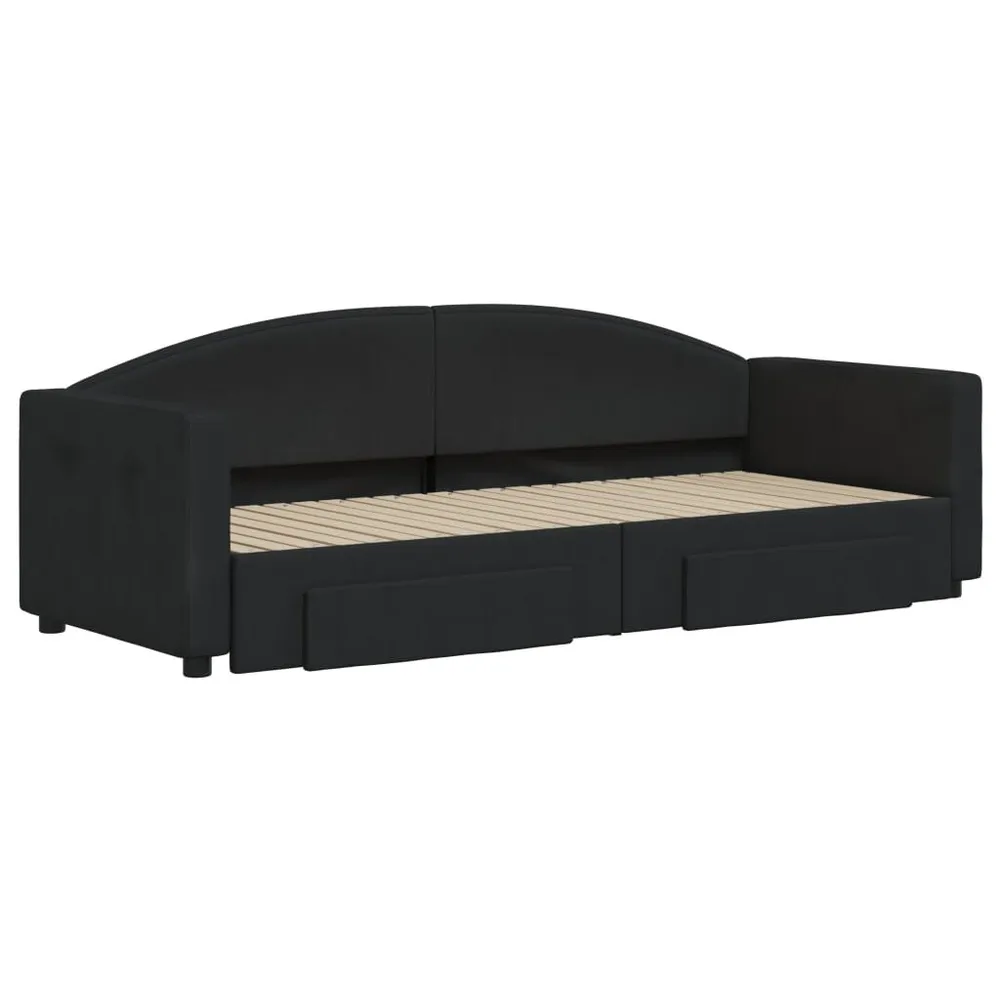 Slaapbank met onderschuifbed en lades 80x200 cm stof zwart