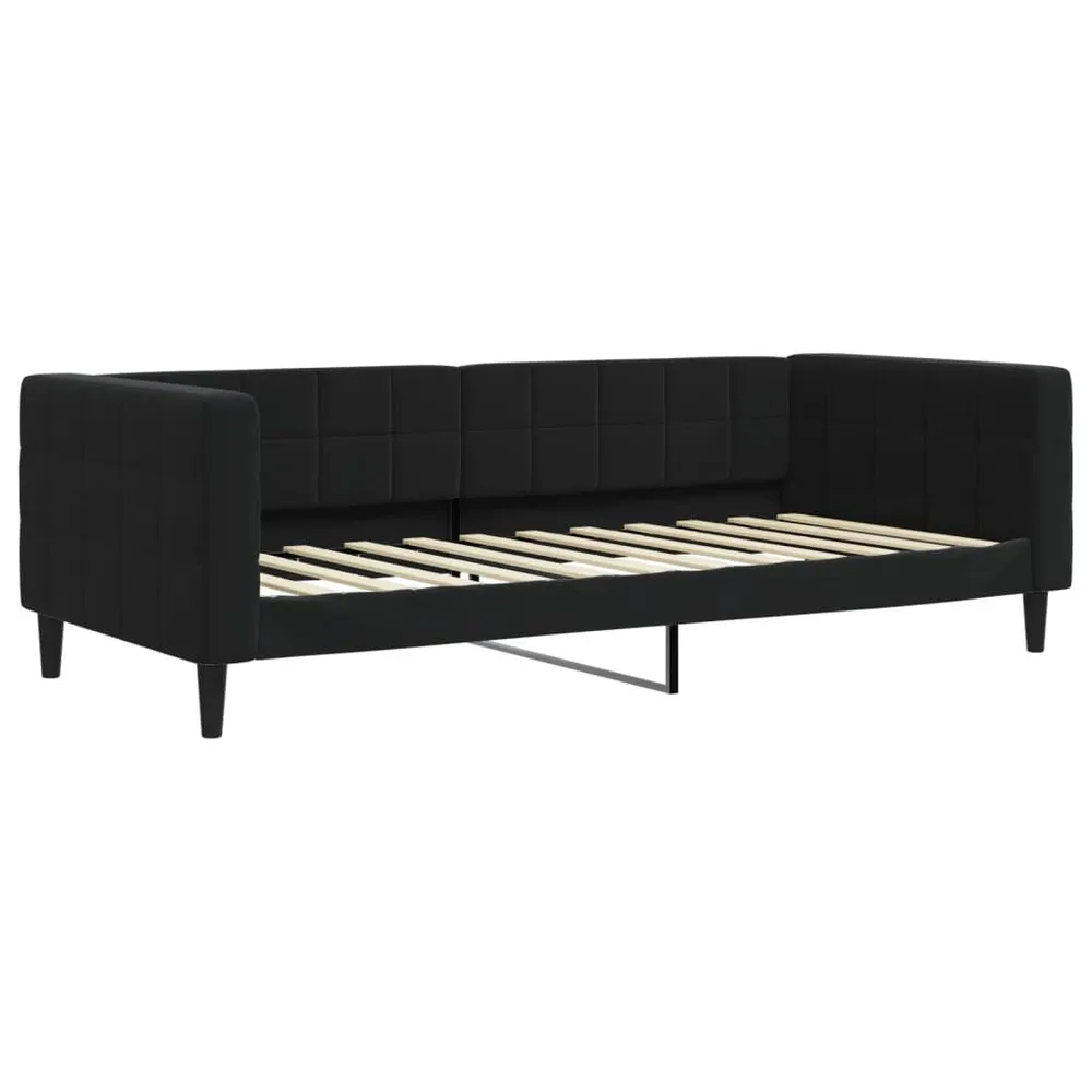 Slaapbank met onderschuifbed en lades 90x200 cm fluweel zwart
