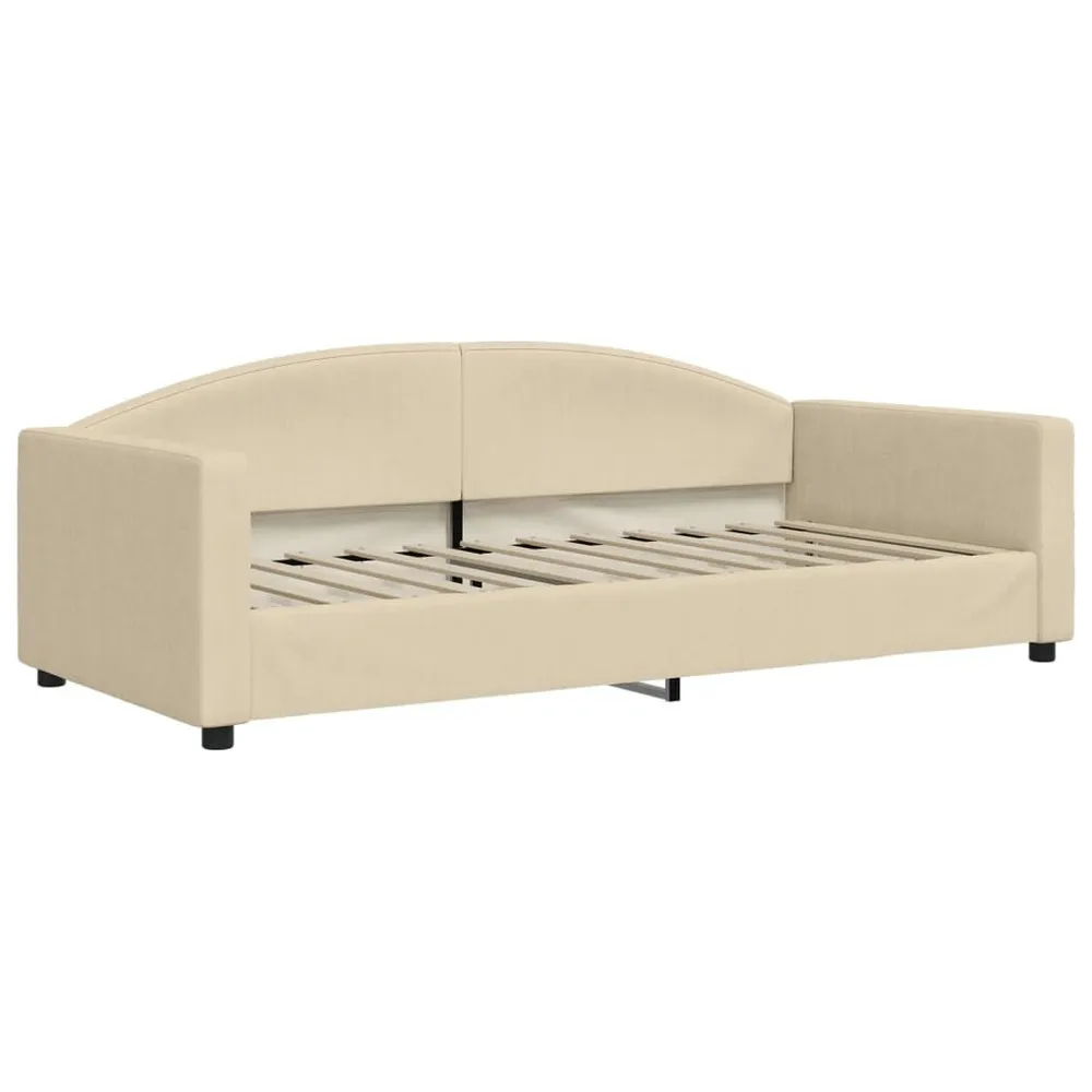 Slaapbank met onderschuifbed en lades 90x200 cm stof crèmekleur