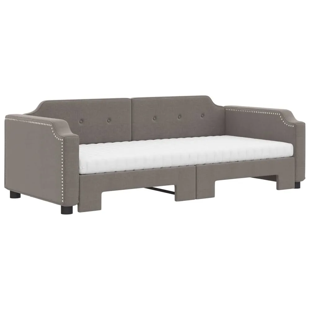 Slaapbank met onderschuifbed en matrassen 80x200 cm stof taupe