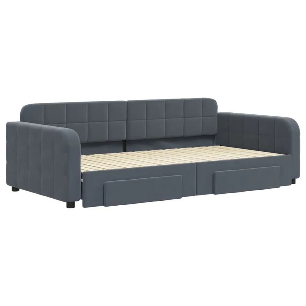 Slaapbank onderschuifbed lades 100x200 cm fluweel donkergrijs
