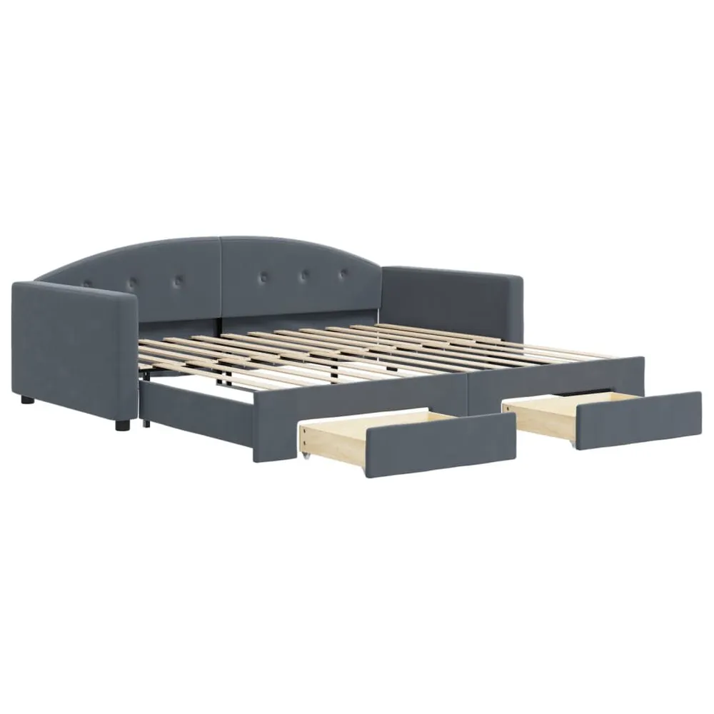 Slaapbank onderschuifbed lades 100x200 cm fluweel donkergrijs