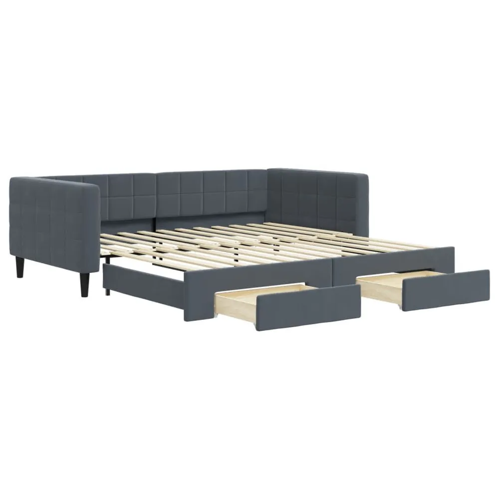 Slaapbank onderschuifbed lades 100x200 cm fluweel donkergrijs