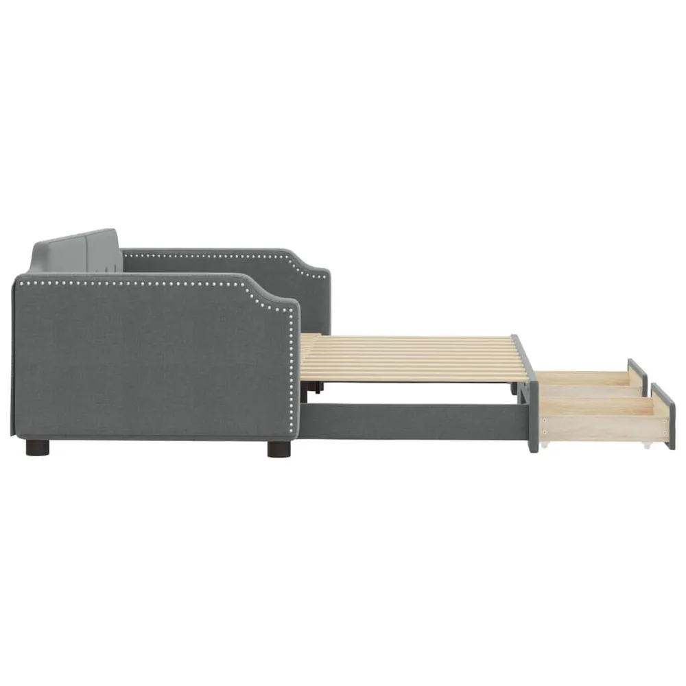 Slaapbank onderschuifbed en lades 100x200 cm stof donkergrijs