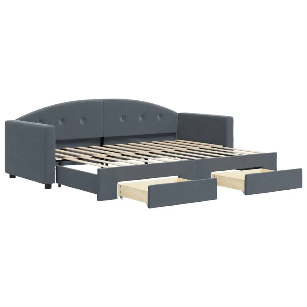 Slaapbank onderschuifbed en lades 80x200 cm fluweel donkergrijs voor Hymer | Adria | Knaus