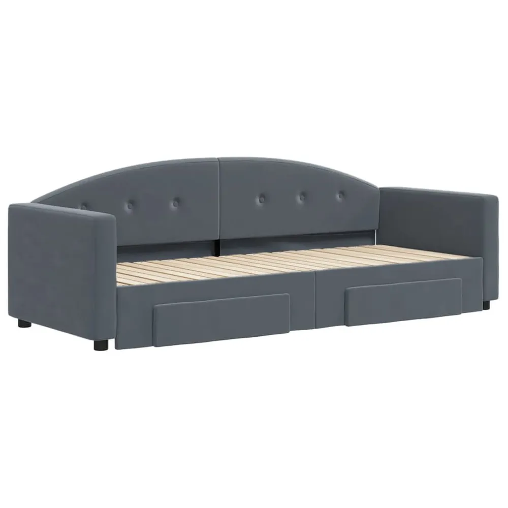 Slaapbank onderschuifbed en lades 80x200 cm fluweel donkergrijs voor Hymer | Adria | Knaus