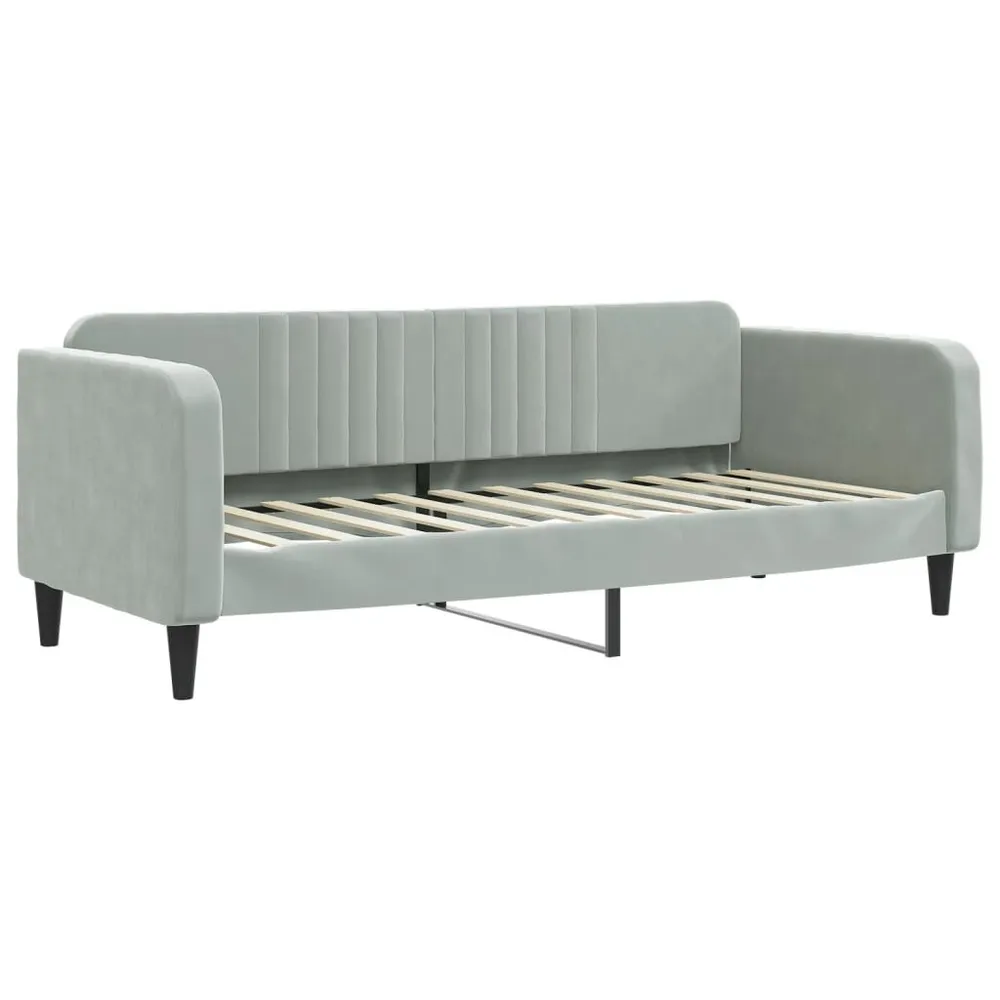 Slaapbank onderschuifbed en lades 80x200 cm fluweel lichtgrijs - Universeel Pasmodel