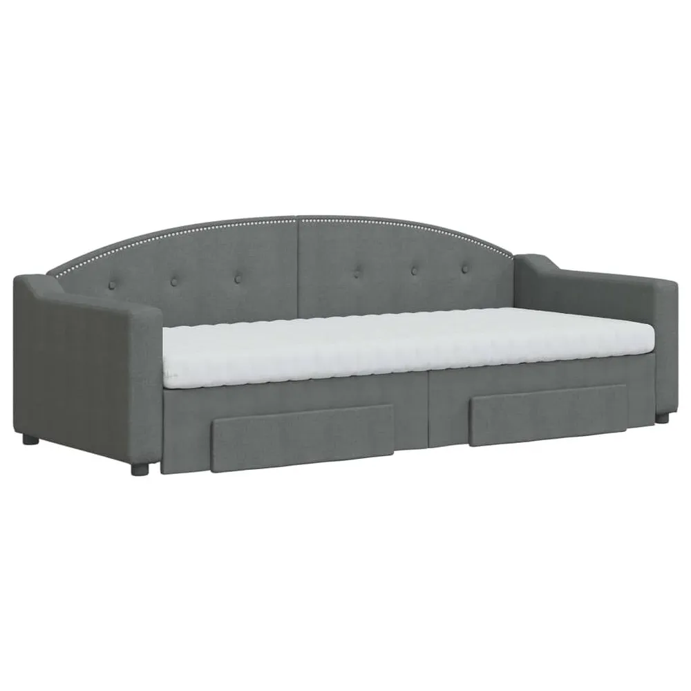 Slaapbank onderschuifbed en lades 80x200 cm stof donkergrijs