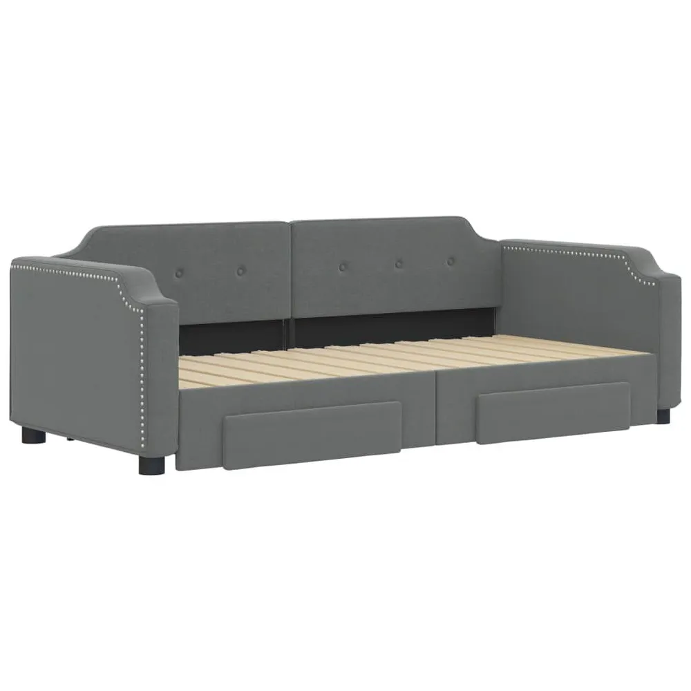 Slaapbank onderschuifbed en lades 80x200 cm stof donkergrijs