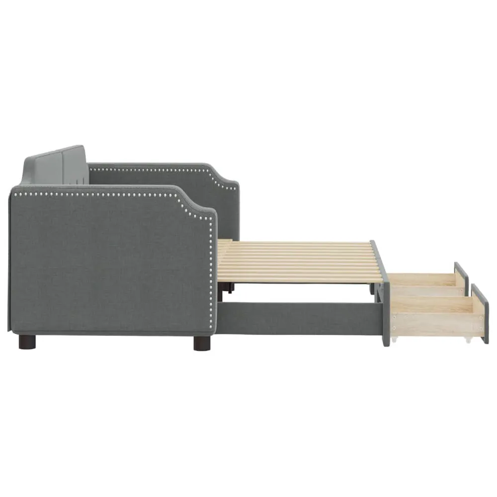 Slaapbank onderschuifbed en lades 80x200 cm stof donkergrijs