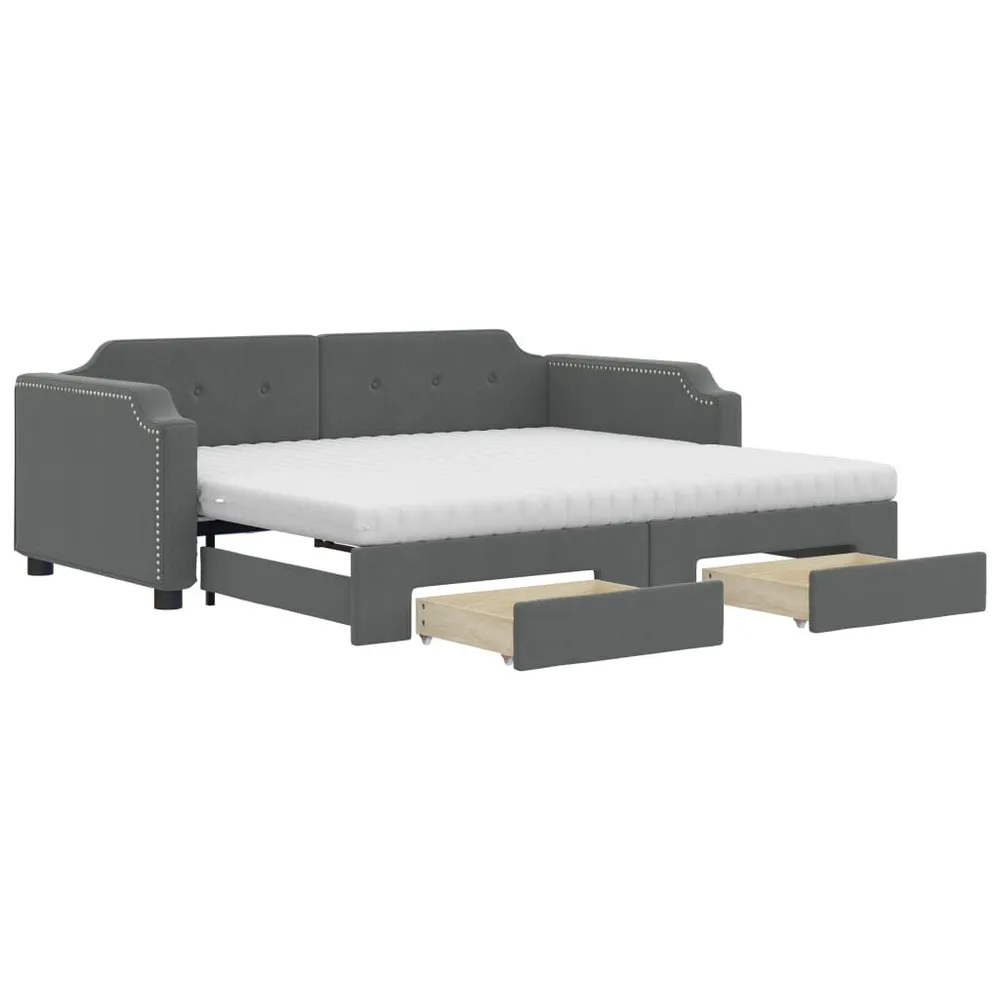 Slaapbank onderschuifbed en lades 80x200 cm stof donkergrijs