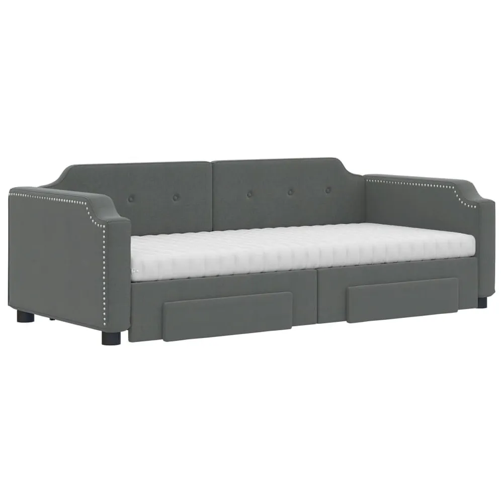 Slaapbank onderschuifbed en lades 80x200 cm stof donkergrijs