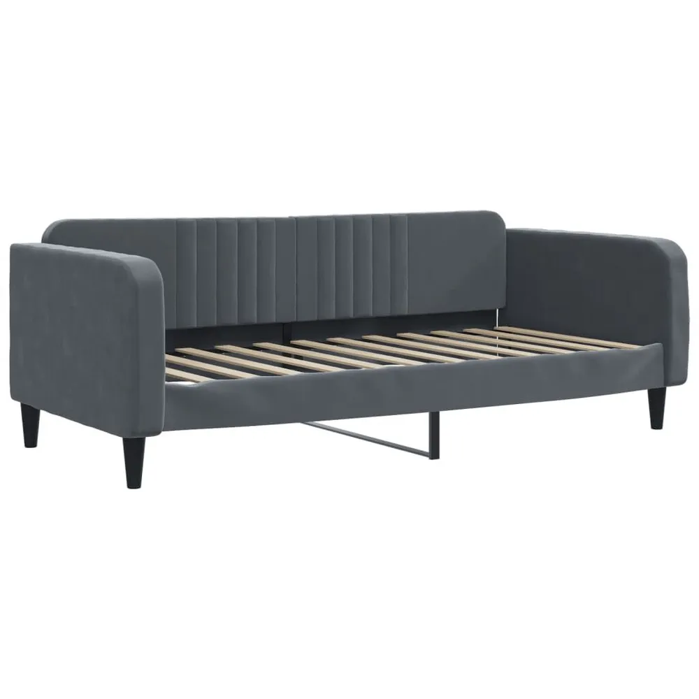 Slaapbank onderschuifbed en lades 90x200 cm fluweel donkergrijs