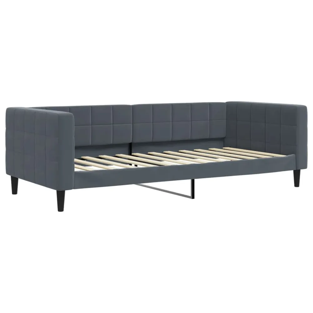 Slaapbank onderschuifbed en lades 90x200 cm fluweel donkergrijs