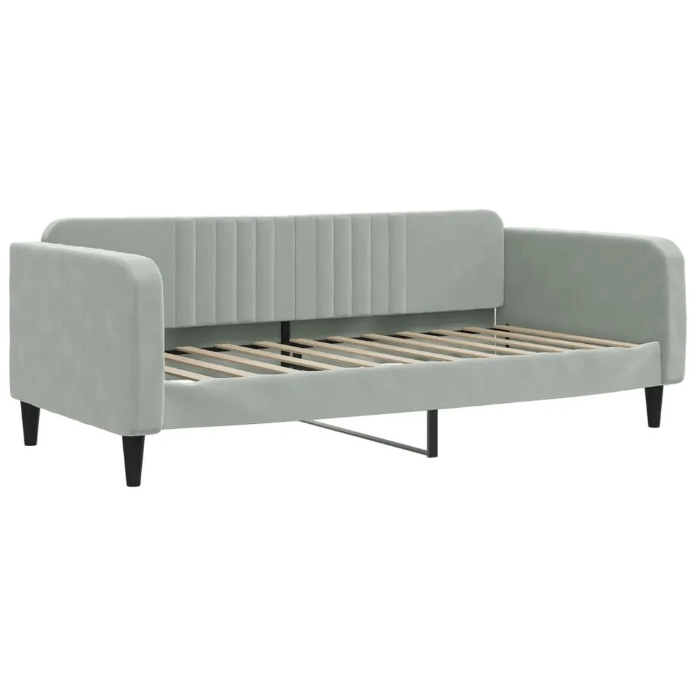 Slaapbank onderschuifbed en lades 90x200 cm fluweel lichtgrijs